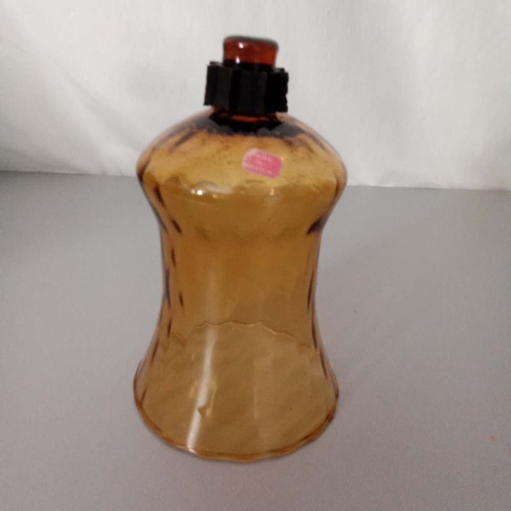 Vintage Amber Glass Hurricane Peg Votive Candle Holder Made in Mexico 5.25"